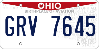 OH license plate GRV7645