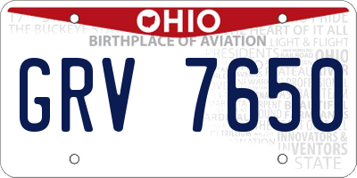 OH license plate GRV7650