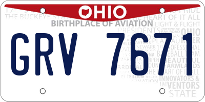 OH license plate GRV7671