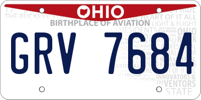 OH license plate GRV7684