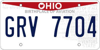 OH license plate GRV7704