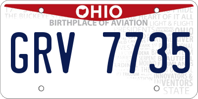 OH license plate GRV7735