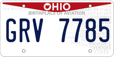 OH license plate GRV7785