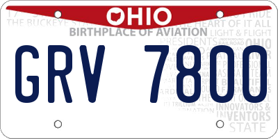 OH license plate GRV7800
