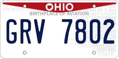 OH license plate GRV7802
