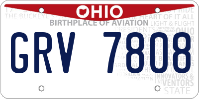 OH license plate GRV7808