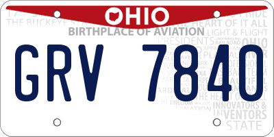 OH license plate GRV7840