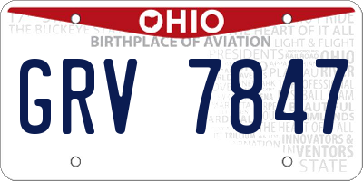 OH license plate GRV7847