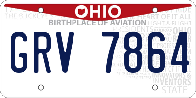 OH license plate GRV7864