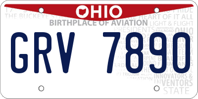 OH license plate GRV7890