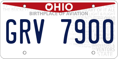 OH license plate GRV7900