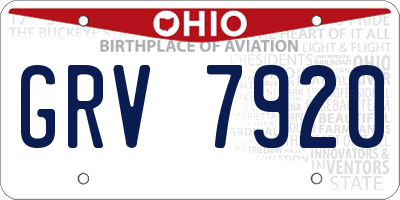 OH license plate GRV7920
