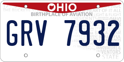 OH license plate GRV7932