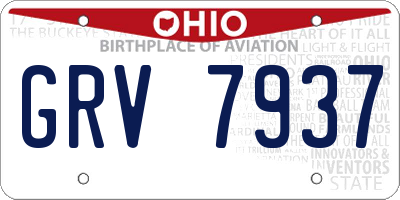 OH license plate GRV7937