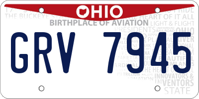 OH license plate GRV7945