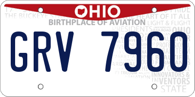 OH license plate GRV7960