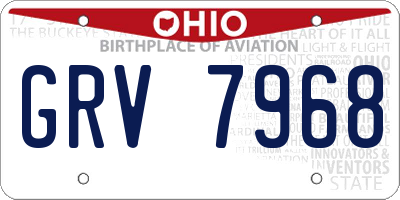OH license plate GRV7968