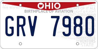 OH license plate GRV7980