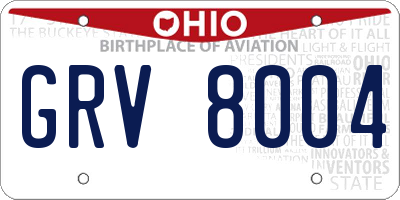 OH license plate GRV8004