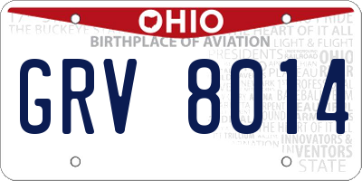 OH license plate GRV8014