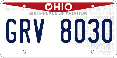 OH license plate GRV8030