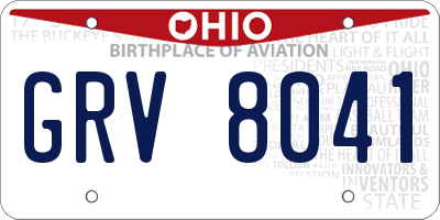 OH license plate GRV8041