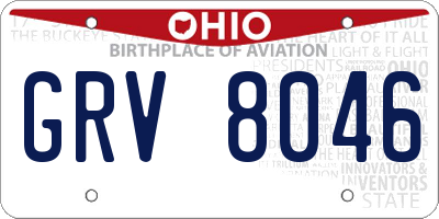 OH license plate GRV8046