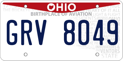 OH license plate GRV8049