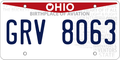 OH license plate GRV8063