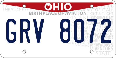 OH license plate GRV8072