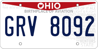 OH license plate GRV8092