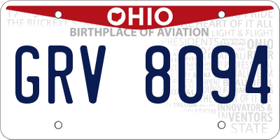 OH license plate GRV8094