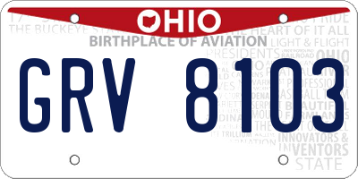 OH license plate GRV8103