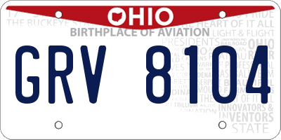 OH license plate GRV8104