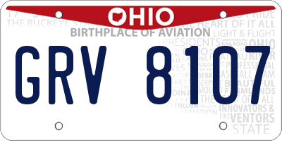 OH license plate GRV8107