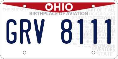OH license plate GRV8111