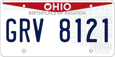 OH license plate GRV8121