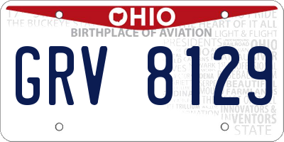 OH license plate GRV8129