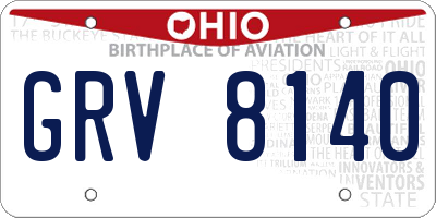 OH license plate GRV8140