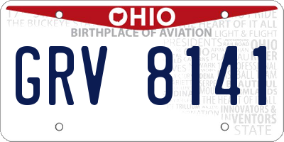 OH license plate GRV8141