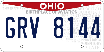 OH license plate GRV8144