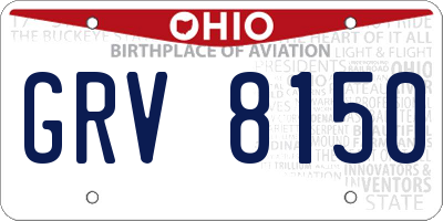 OH license plate GRV8150