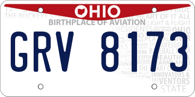 OH license plate GRV8173