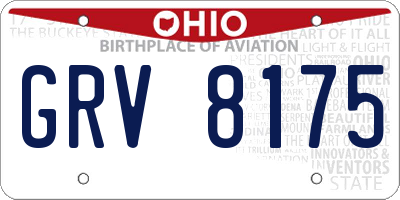 OH license plate GRV8175