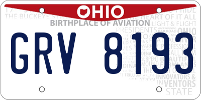 OH license plate GRV8193