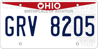 OH license plate GRV8205