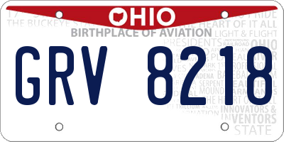 OH license plate GRV8218