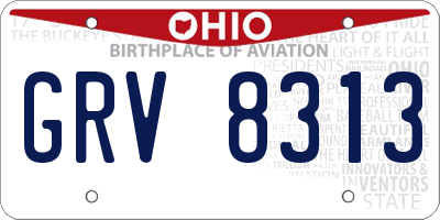 OH license plate GRV8313