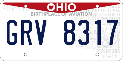 OH license plate GRV8317