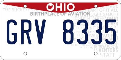 OH license plate GRV8335